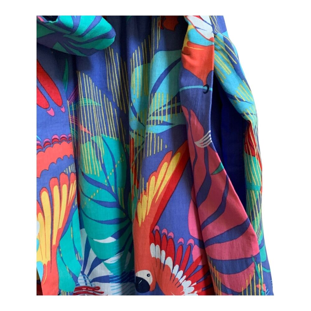 Talbots Midi Skirt SIZE PL Tropical Hawaiian Pleated Pockets Lined Ruffled Beach - Picture 5 of 13